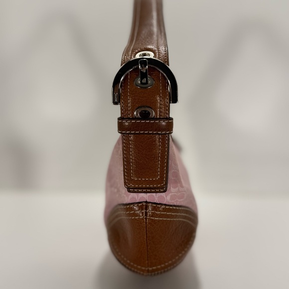 COACH VINTAGE Y2K Hobo Pink and Brown Women's Bag Signature Canvas Leather - Picture 3 of 11